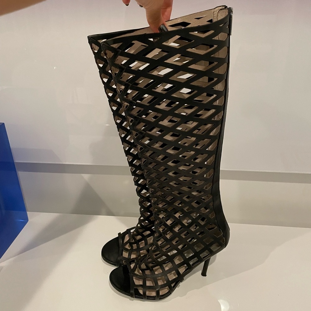 Black gladiator sandal heels
